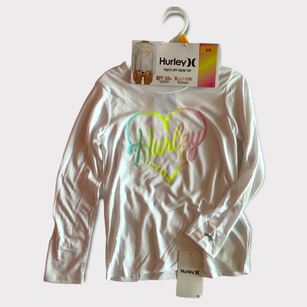 Hurley Girls White Swim Top Sz 5/6